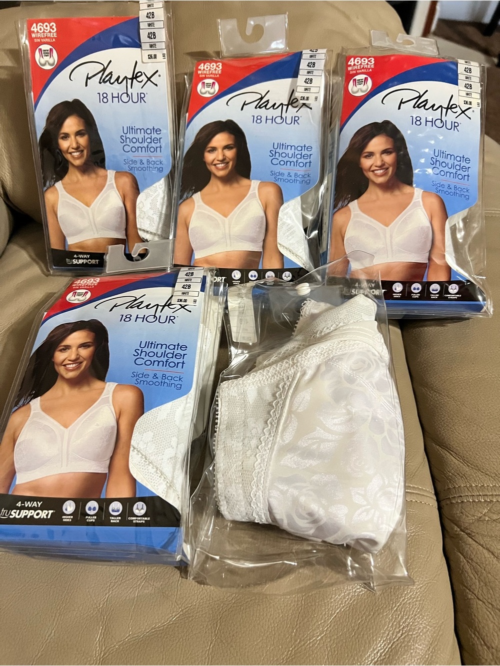 Brand New Playtex 18 Hour Ultimate Shoulder Comfort Bra in White (Multiple Packs